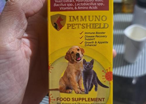 Immuno pet shield label and list of benefits
